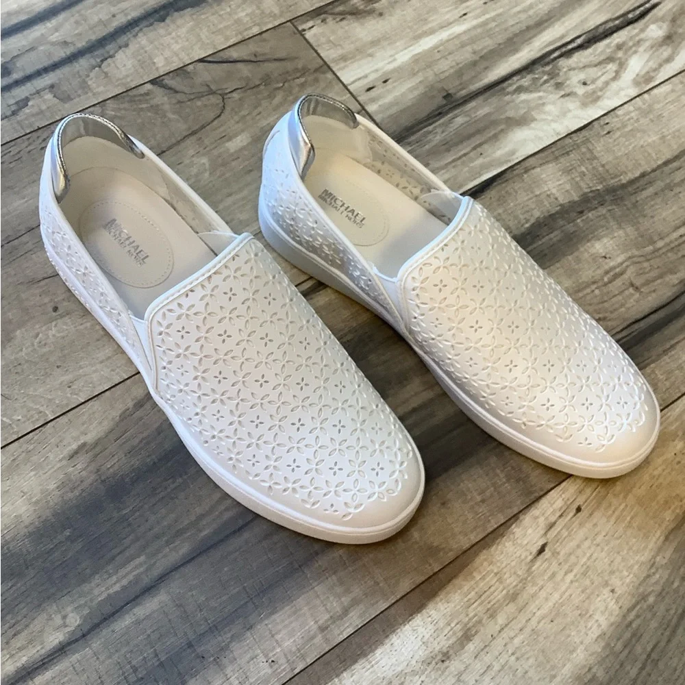 Michael Kors Womens Shoes Nappa Faux Leather Ophelia Slipon White 43S20PFPAL New - Picture 4 of 9